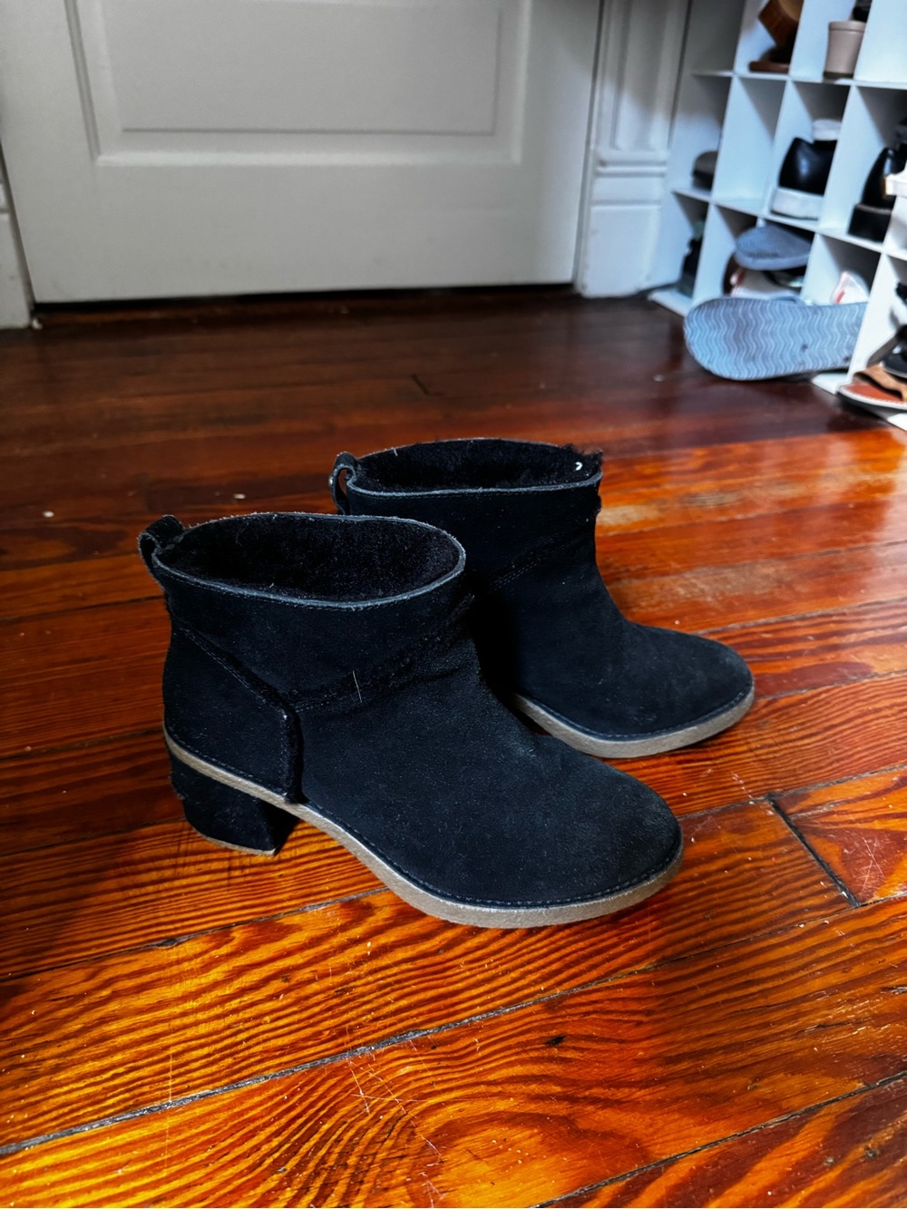 UGG Black Suede Low Heel Ankle Boots